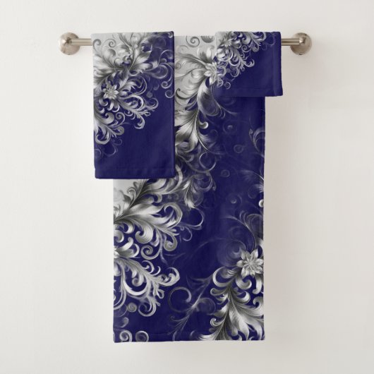 Zeitgenössisches Blau-Grau-Handtuch-Set Badhandtuch Set (Insitu)