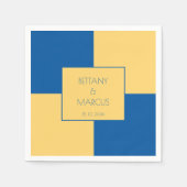 Zeitgenössisches Blau und Gelb geprüft Serviette (Vorderseite)