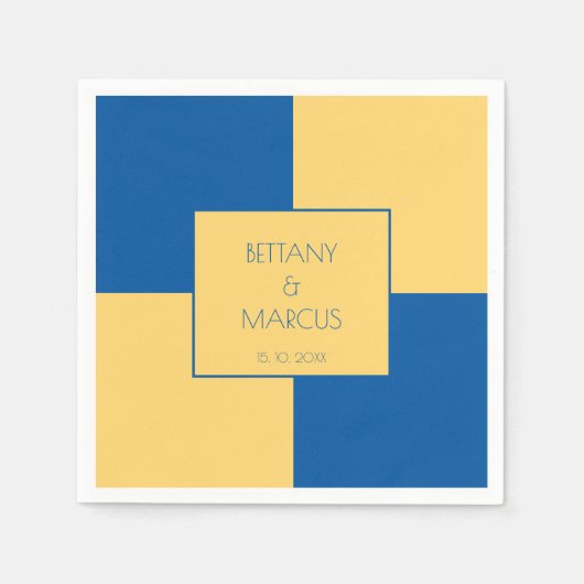 Zeitgenössisches Blau und Gelb geprüft Serviette (Vorderseite)