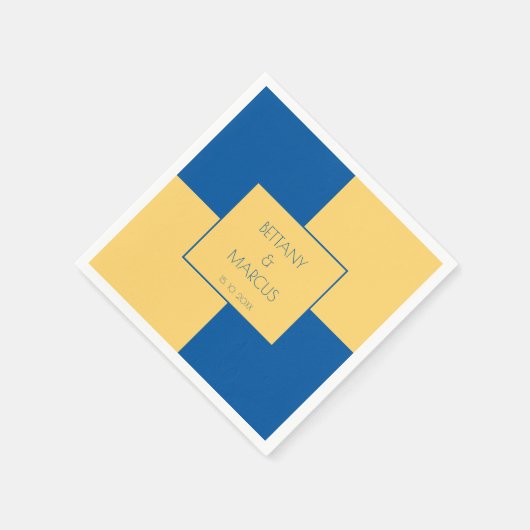 Zeitgenössisches Blau und Gelb geprüft Serviette (Ecke)