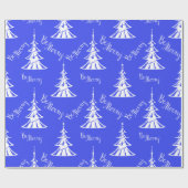 Zeitgenössisches Blau und Weiße Weihnachten Geschenkpapier (Flach)