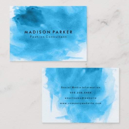 Zeitgenössisches blaues Wasser gebürstet Visitenkarte (Vorne/Hinten)