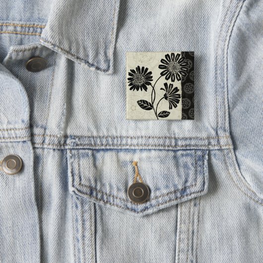 Zeitgenössisches Blumen in Schwarzweiss Button (Beispiel)