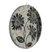 Zeitgenössisches Blumen in Schwarzweiss Dartscheibe (Vorderseite Links)