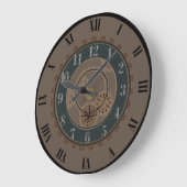 Zeitgenössisches Braun, schwarze Steamponwand Große Wanduhr (Winkel)