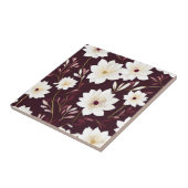 Zeitgenössisches Burgund floral botanisch Fliese (Seite)