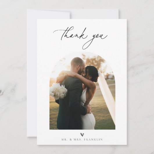 Zeitgenössisches Chic Minimalistisch Wedding Foto Dankeskarte (Vorderseite)