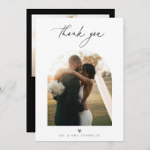 Zeitgenössisches Chic Minimalistisch Wedding Foto Dankeskarte (Vorne/Hinten)