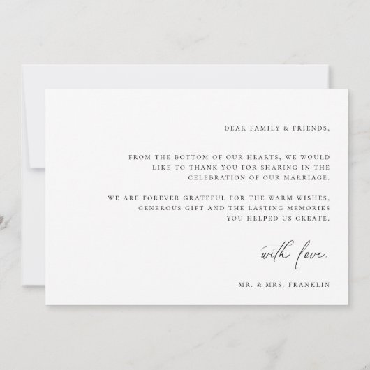 Zeitgenössisches Chic Minimalistisch Wedding Foto Dankeskarte (Rückseite)