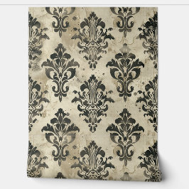 Zeitgenössisches Damastmuster mit schwarzen Verzie Tapete