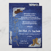 Zeitgenössisches Denim, Stiefel u. Spitze-Hochzeit