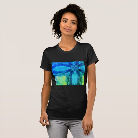 Zeitgenössisches Design Aqua Blue Green Women T - T-Shirt (Vorne ganz)
