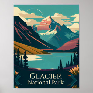 Zeitgenössisches Design für den Glacier-Nationalpa Poster