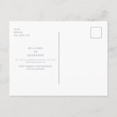 Zeitgenössisches Dusty Blue Monogram Save the Date Postkarte (Rückseite)