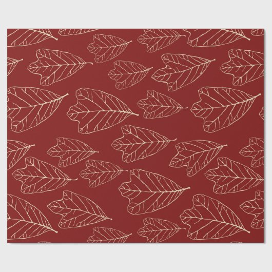 Zeitgenössisches Eichenholz-Blätter-Musterpapier Geschenkpapier (Flach)
