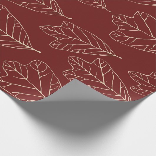 Zeitgenössisches Eichenholz-Blätter-Musterpapier Geschenkpapier (Ecke)