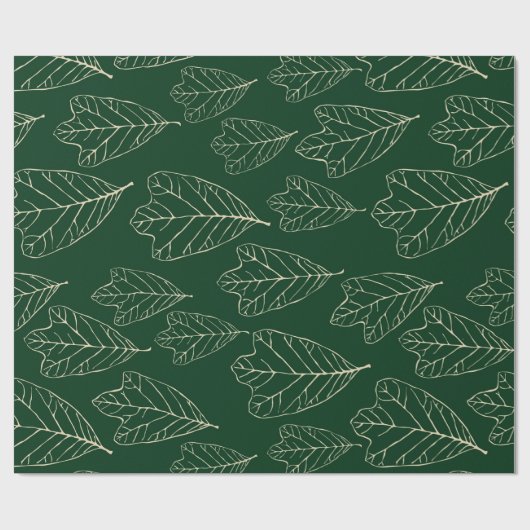 Zeitgenössisches Eichenholz-Blätter-Musterpapier Geschenkpapier (Flach)