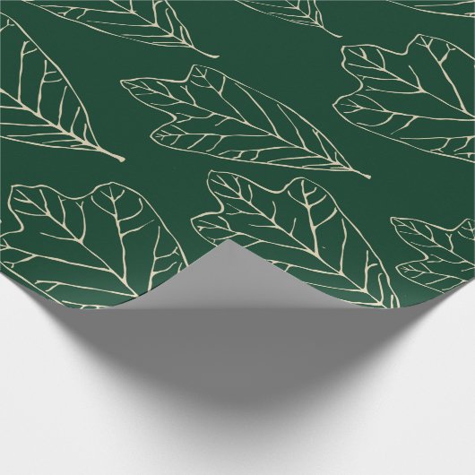 Zeitgenössisches Eichenholz-Blätter-Musterpapier Geschenkpapier (Ecke)