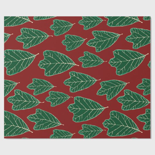 Zeitgenössisches Eichenholz-Blätter-Musterpapier Geschenkpapier (Flach)