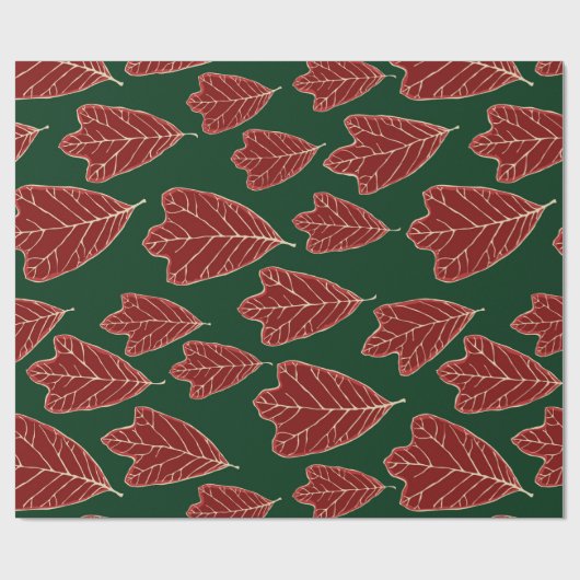 Zeitgenössisches Eichenholz-Blätter-Musterpapier Geschenkpapier (Flach)