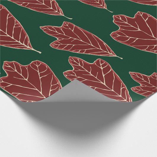 Zeitgenössisches Eichenholz-Blätter-Musterpapier Geschenkpapier (Ecke)