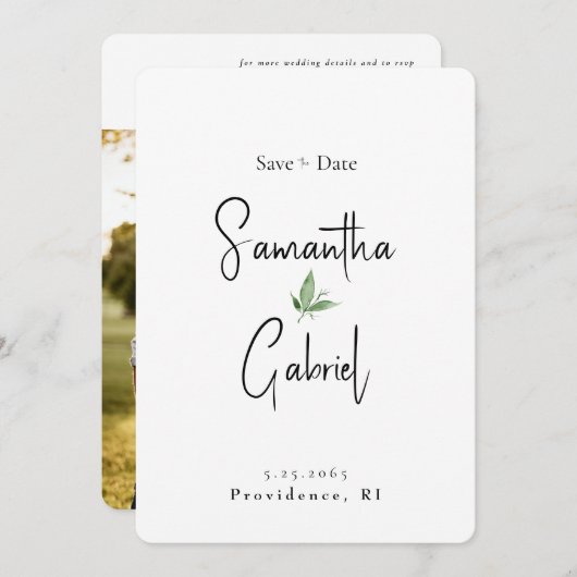 Zeitgenössisches Einfaches Foto Hochzeitsszenario  Save The Date (Vorne/Hinten)