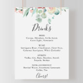 Zeitgenössisches Eukalyptus Wedding Drinks Menü-Ze Poster
