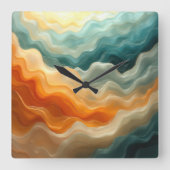 Zeitgenössisches Fließverhalten Abstrakt Quadratische Wanduhr (Vorderseite)