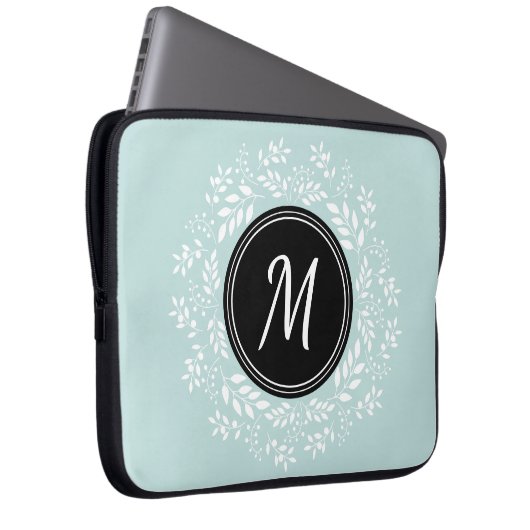 Zeitgenössisches, florales Monogramm Laptopschutzhülle (Vorne Rechts)