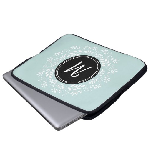 Zeitgenössisches, florales Monogramm Laptopschutzhülle (Vorne Knopf)