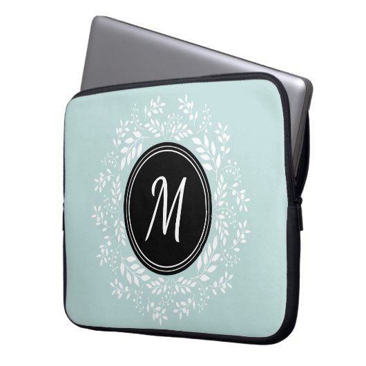 Zeitgenössisches, florales Monogramm Laptopschutzhülle (Vorderseite Links)