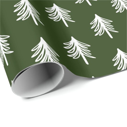 Zeitgenössisches Forest Grüne Weihnachtsbaumumhüll Geschenkpapier (Rolleneckpunkt)