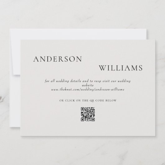 Zeitgenössisches Forever You Beige QR Code Hochzei Einladung (Rückseite)