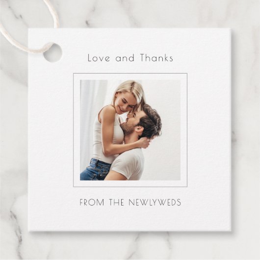 Zeitgenössisches Foto Hochzeit Vielen Dank Geschenkanhänger (Vorderseite)