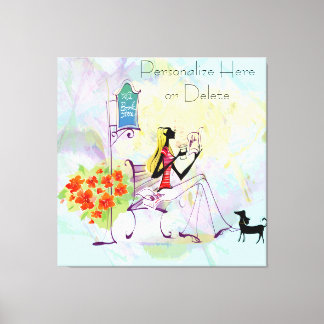 Zeitgenössisches Girl BookStore Stretchierte Canva Leinwanddruck