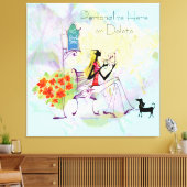 Zeitgenössisches Girl BookStore Stretchierte Canva Leinwanddruck (Insitu (Wohnzimmer))