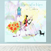 Zeitgenössisches Girl BookStore Stretchierte Canva Leinwanddruck (Insitu (Holzboden))