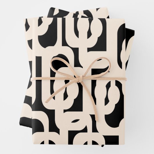 Zeitgenössisches Glam Loop-Muster in Schwarz und C Geschenkpapier Set (Beispiel)