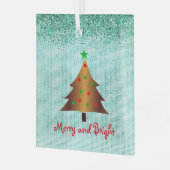 Zeitgenössisches Gold Grün und Roter Weihnachtsbau Ornament Aus Glas (Vorderseite links)