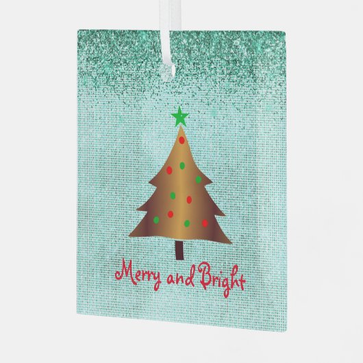 Zeitgenössisches Gold Grün und Roter Weihnachtsbau Ornament Aus Glas (Vorderseite links)