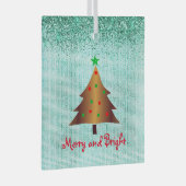 Zeitgenössisches Gold Grün und Roter Weihnachtsbau Ornament Aus Glas (Vorderseite Rechts)