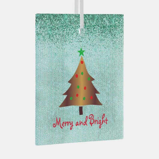 Zeitgenössisches Gold Grün und Roter Weihnachtsbau Ornament Aus Glas (Vorderseite Rechts)