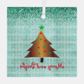 Zeitgenössisches Gold Grün und Roter Weihnachtsbau Ornament Aus Glas (Rückseite)