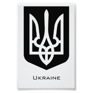 Zeitgenössisches Grafik-Emblem der Ukraine Tryzub Fotodruck