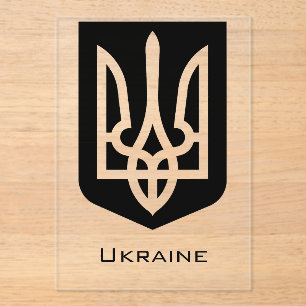 Zeitgenössisches Grafikemblem Tryzub der Ukraine Acryleinladungen