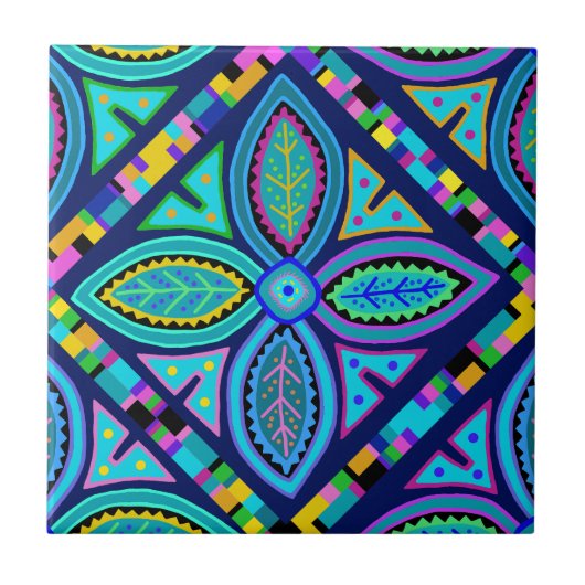 Zeitgenössisches Granny Square-Blume Fliese (Vorderseite)