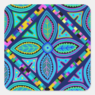 Zeitgenössisches Granny Square-Blume Quadratischer Aufkleber