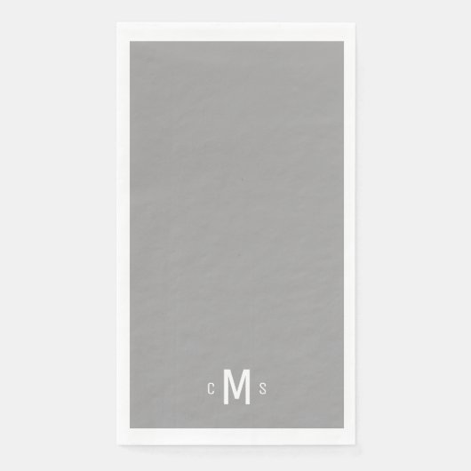 Zeitgenössisches Grau-Weiß-Monogramm Serviette (Vorderseite)