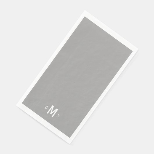 Zeitgenössisches Grau-Weiß-Monogramm Serviette (Ecke)