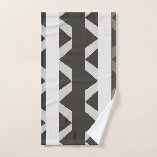 Zeitgenössisches graues Triangle-Muster Badhandtuch Set (Handtuch)